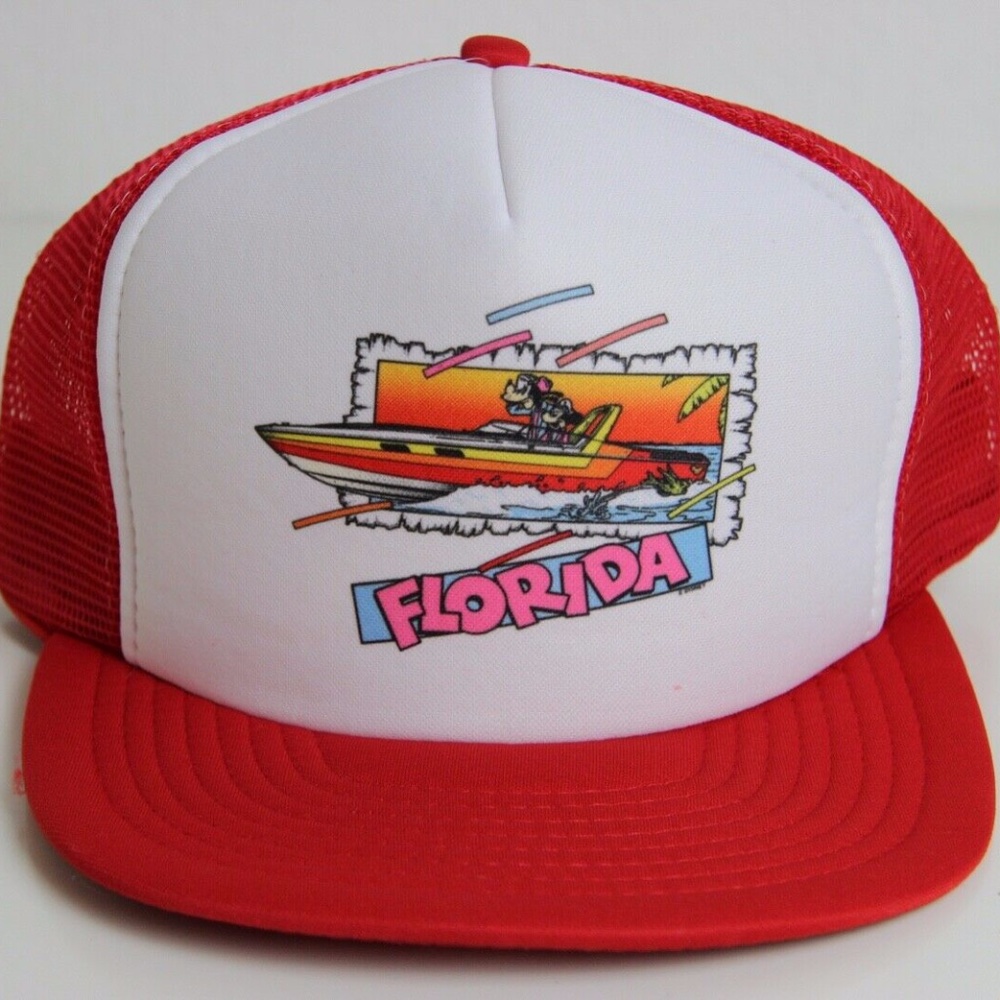 Florida Souvenir Trucker Hat Mickey and Goofy